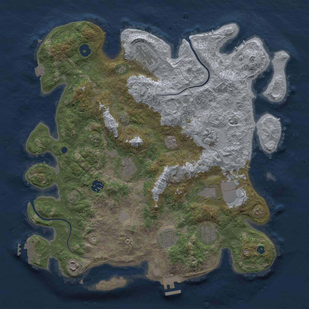 Rust Map: Procedural Map, Size: 3950, Seed: 5223502, 15 Monuments