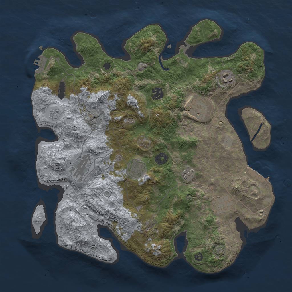 Rust Map: Procedural Map, Size: 3450, Seed: 13475916, 16 Monuments