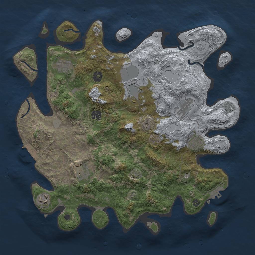 Rust Map: Procedural Map, Size: 3650, Seed: 7208667, 16 Monuments