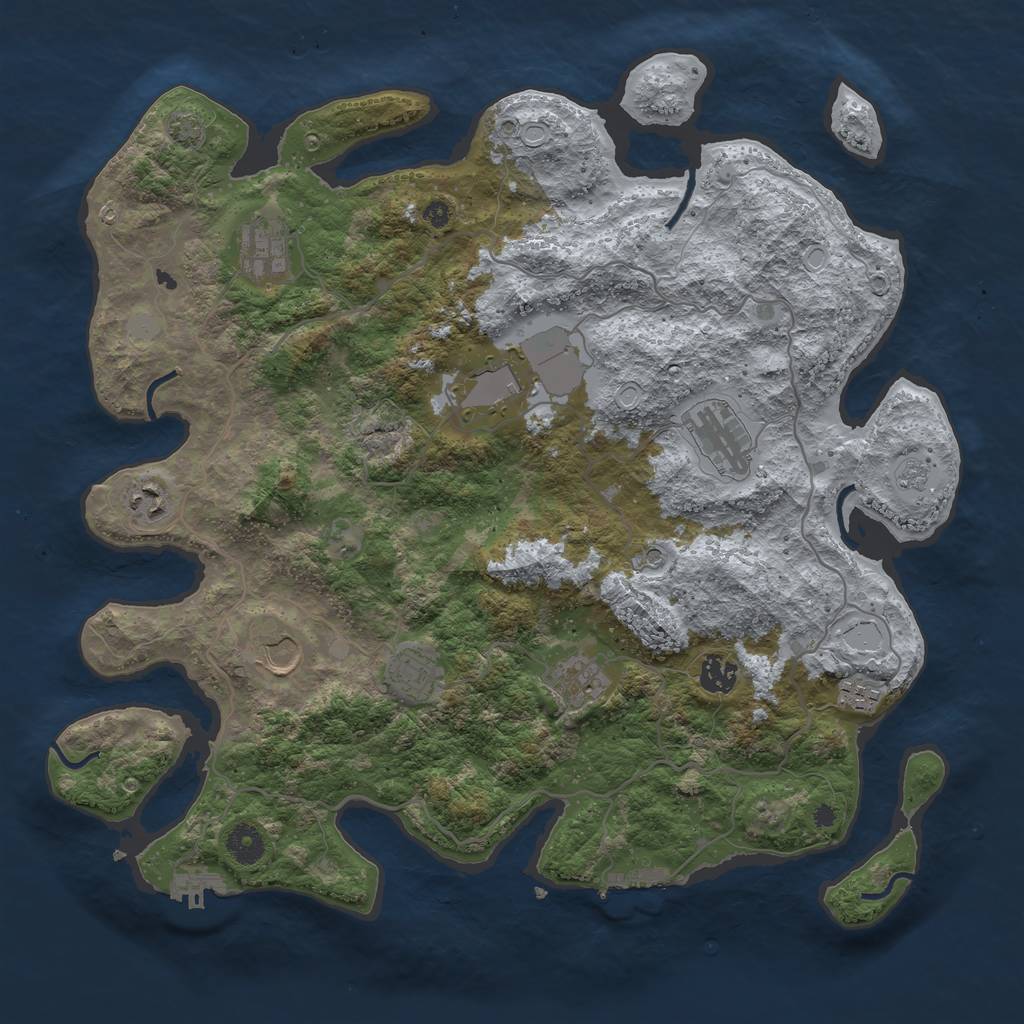 Rust Map: Procedural Map, Size: 4000, Seed: 81461630, 17 Monuments