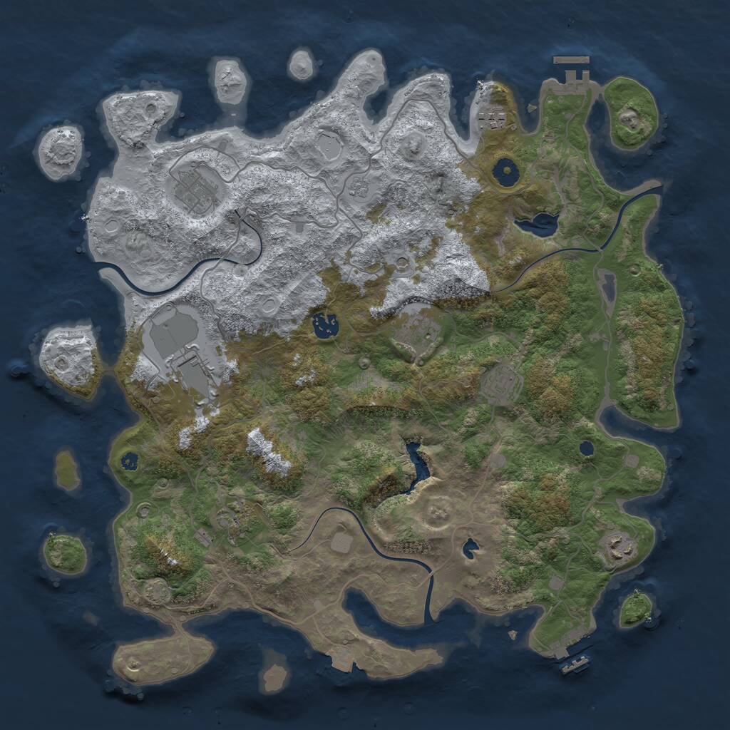 Rust Map: Procedural Map, Size: 4100, Seed: 8013736, 14 Monuments