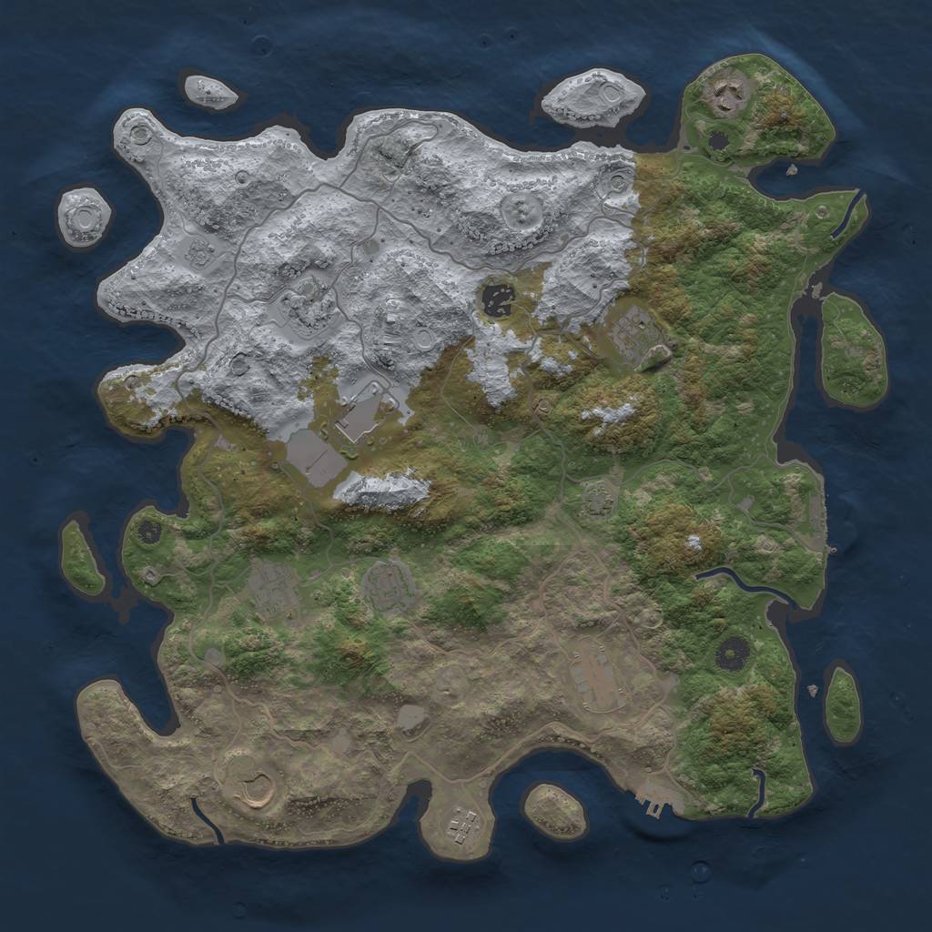 Rust Map: Procedural Map, Size: 4100, Seed: 79546584, 18 Monuments