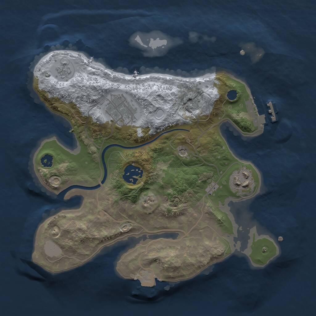 Rust Map: Procedural Map, Size: 2500, Seed: 12080, 7 Monuments