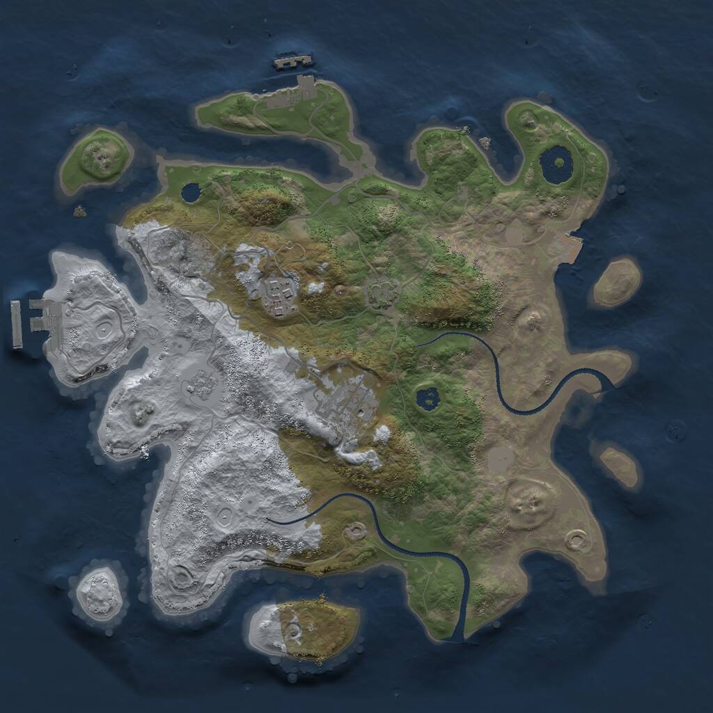 Rust Map: Procedural Map, Size: 3000, Seed: 99886502, 7 Monuments