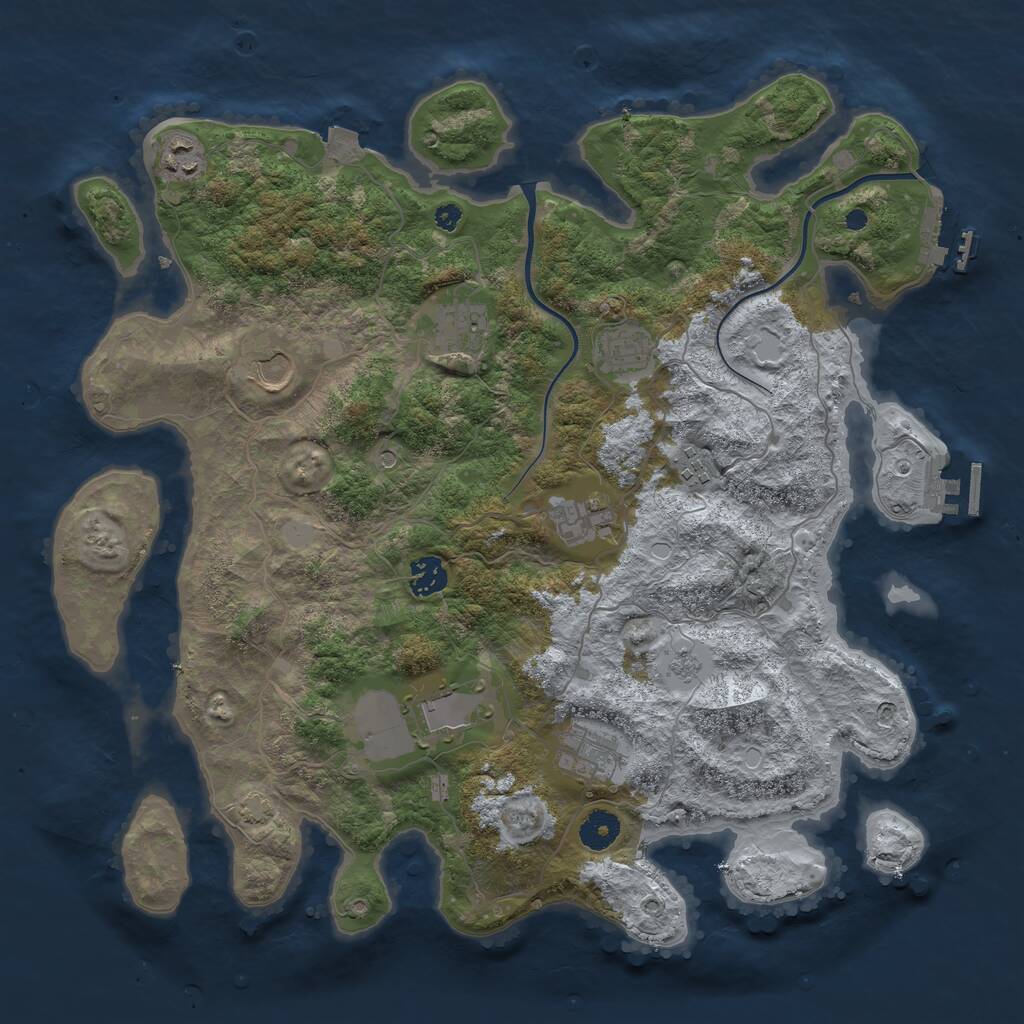 Rust Map: Procedural Map, Size: 3900, Seed: 33756355, 15 Monuments