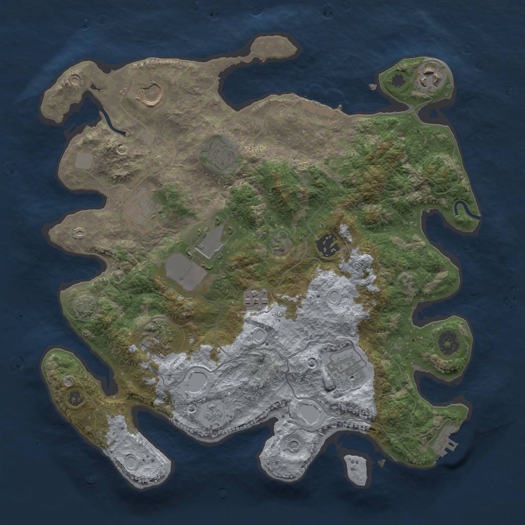 Rust Map: Procedural Map, Size: 3500, Seed: 84455988, 17 Monuments