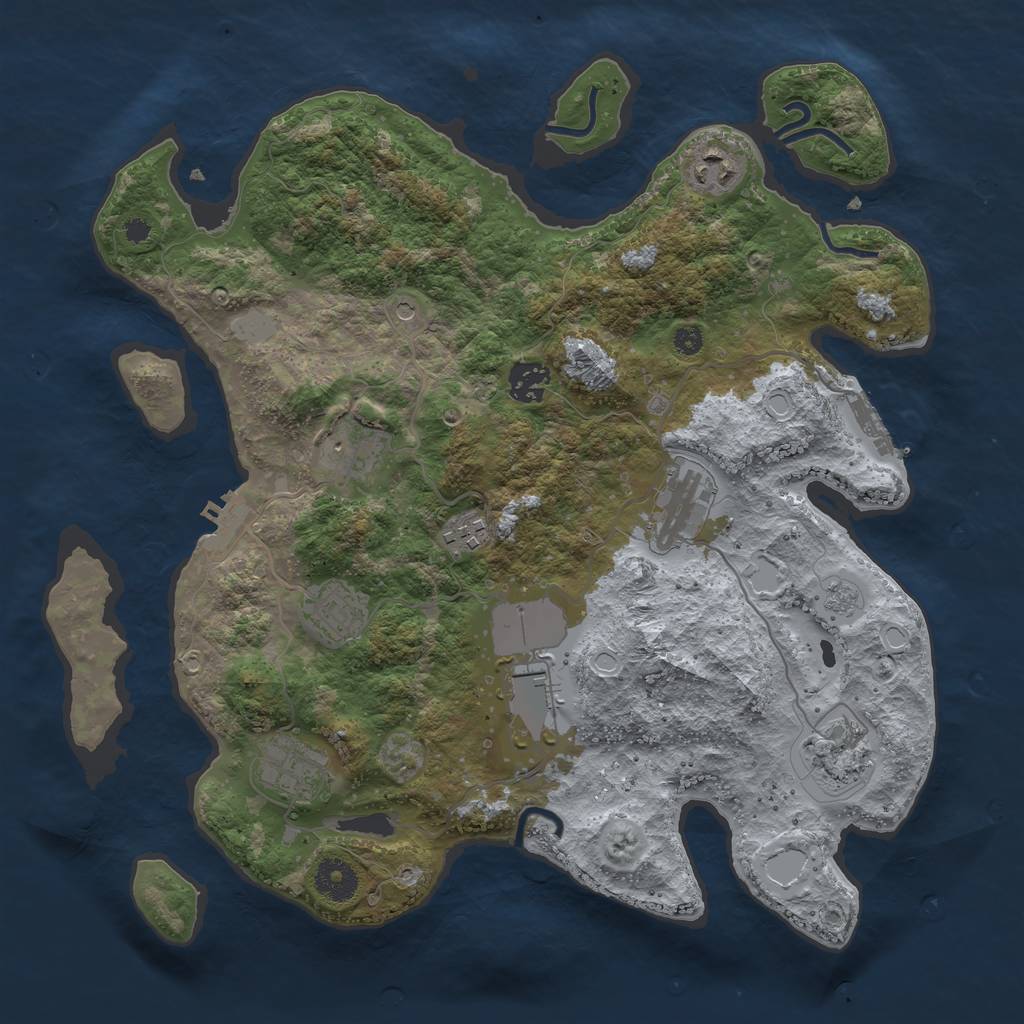 Rust Map: Procedural Map, Size: 3600, Seed: 1499688022, 16 Monuments