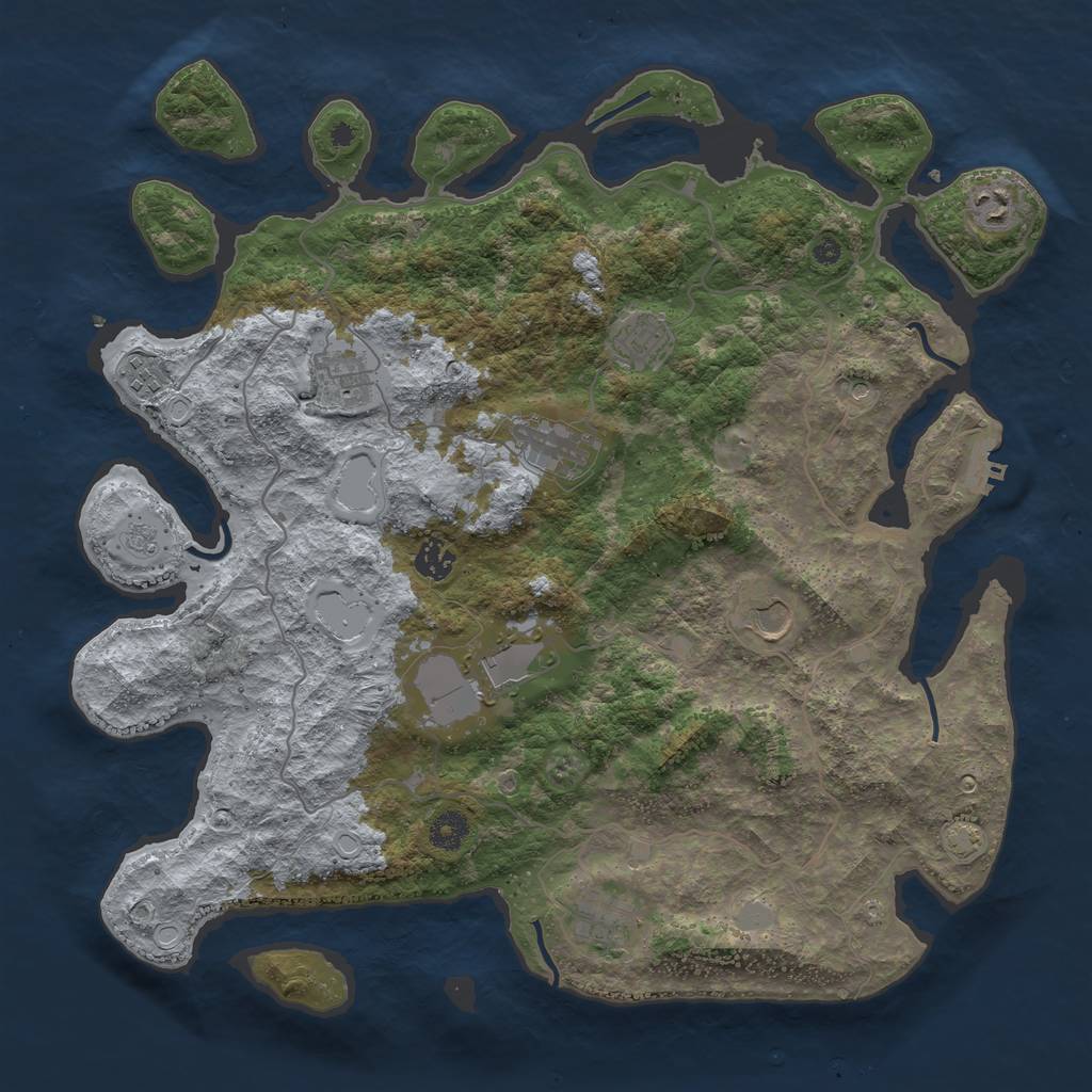 Rust Map: Procedural Map, Size: 4096, Seed: 691356646, 16 Monuments