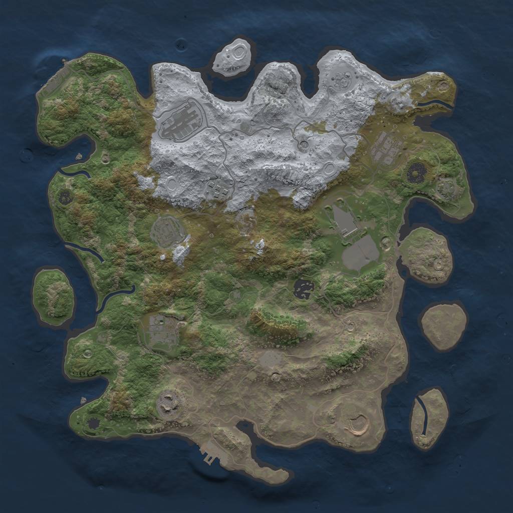 Rust Map: Procedural Map, Size: 3700, Seed: 53331892, 17 Monuments