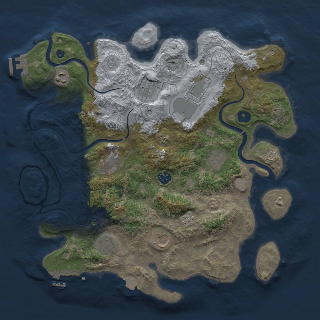 Rust Map: Procedural Map, Size: 3700, Seed: 53331892, 15 Monuments