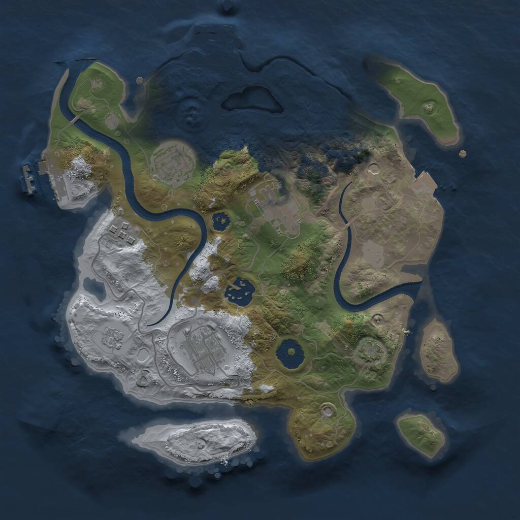 Rust Map: Procedural Map, Size: 2800, Seed: 25550, 11 Monuments