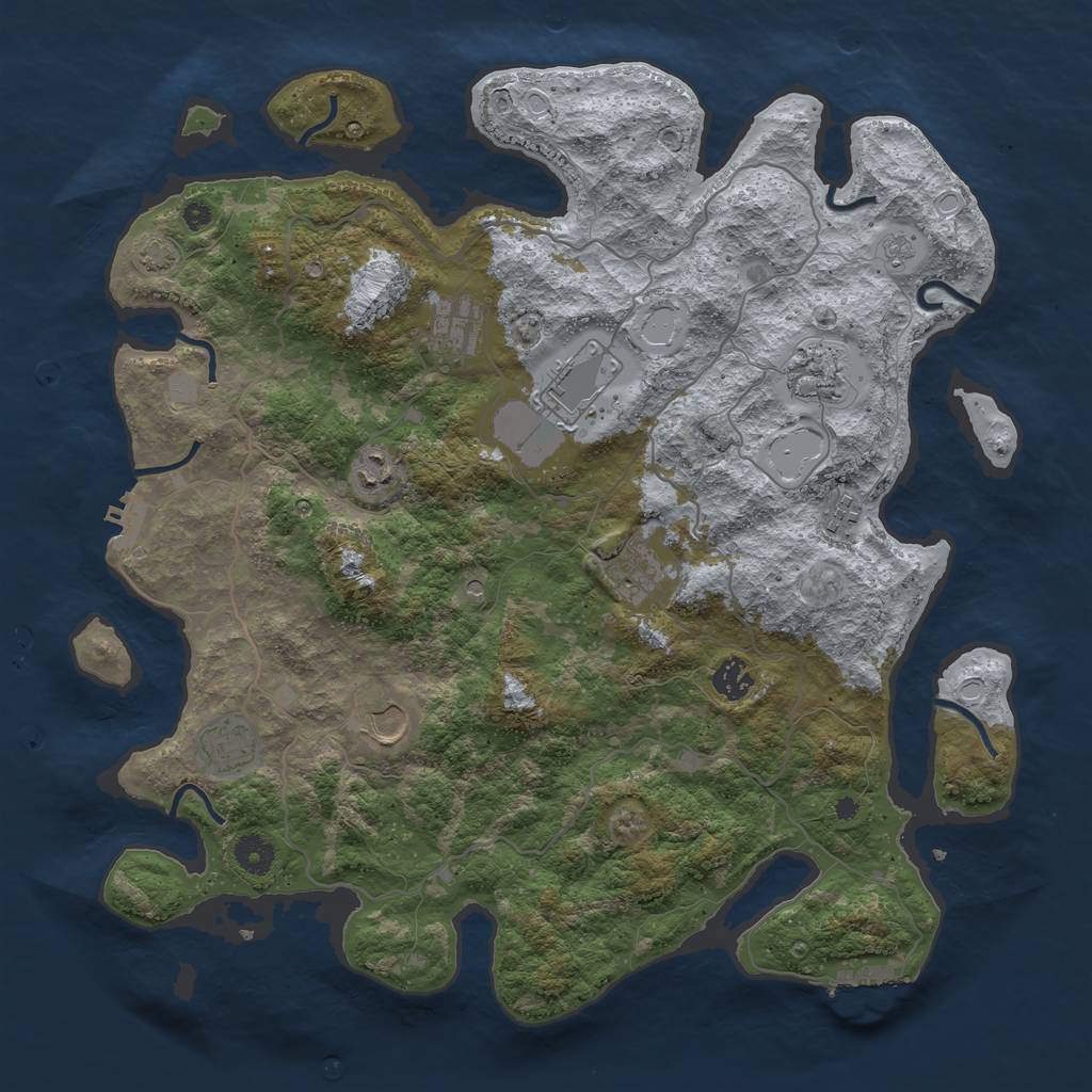 Rust Map: Procedural Map, Size: 4100, Seed: 93468711, 17 Monuments