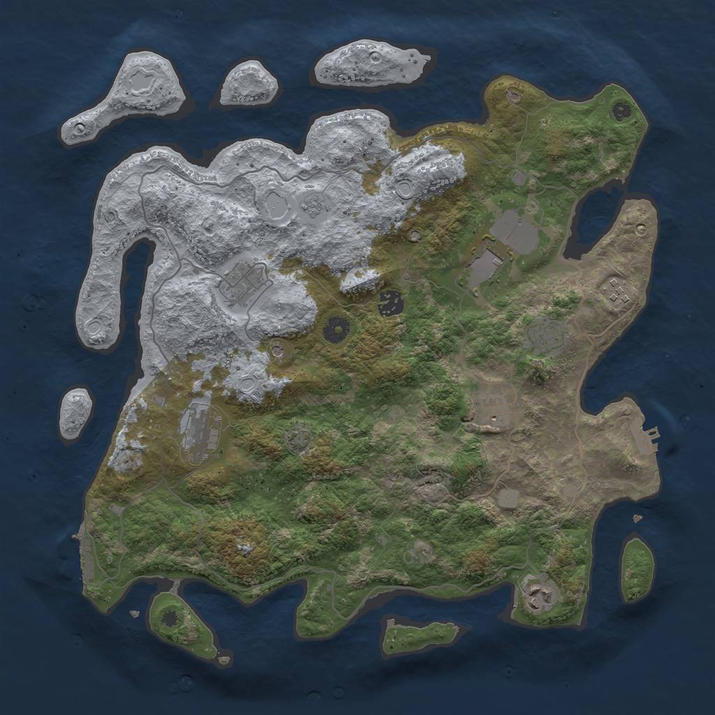 Rust Map: Procedural Map, Size: 4000, Seed: 37485027, 16 Monuments