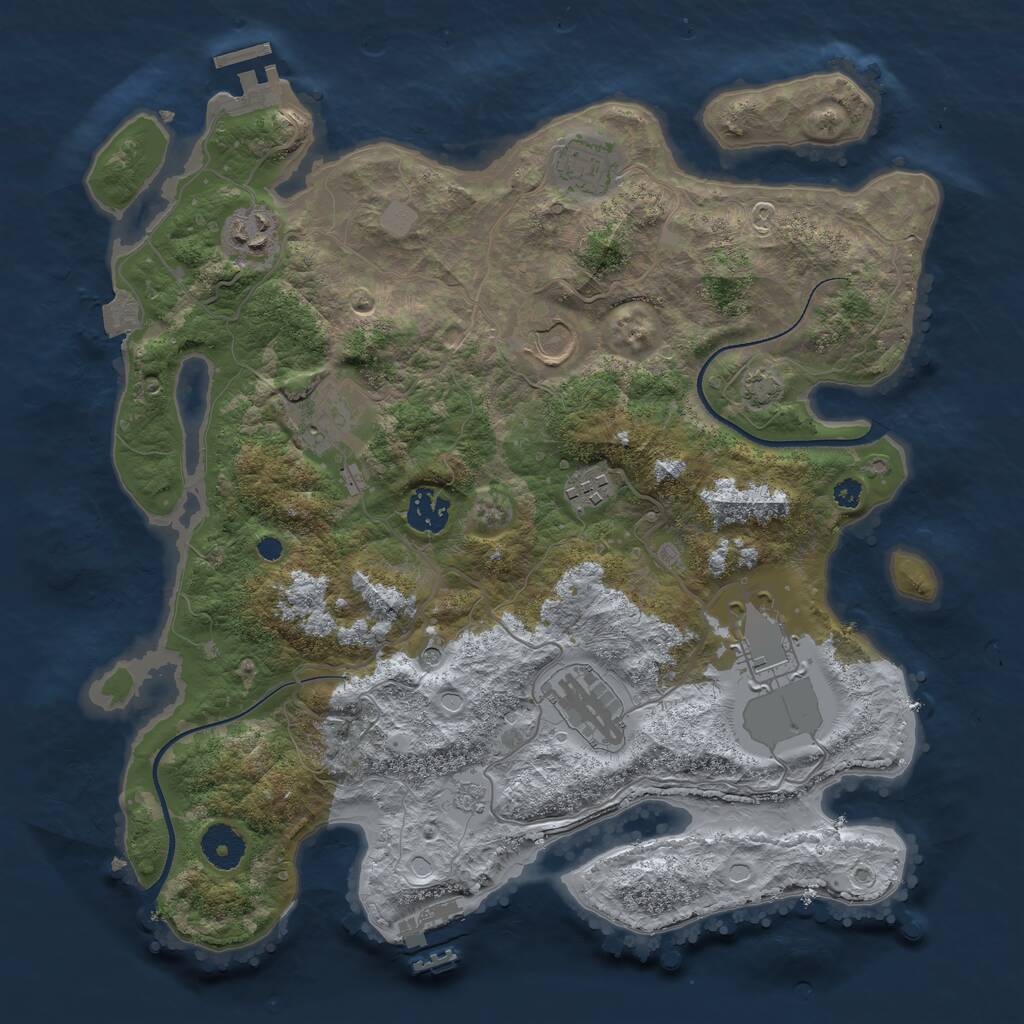 Rust Map: Procedural Map, Size: 3550, Seed: 96972089, 14 Monuments