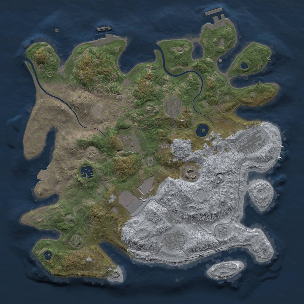 Rust Map: Procedural Map, Size: 3500, Seed: 98614175, 13 Monuments