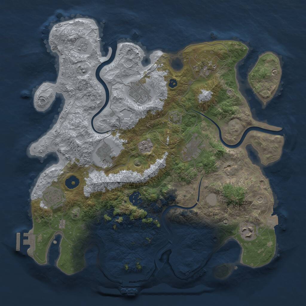 Rust Map: Procedural Map, Size: 3450, Seed: 91985451, 14 Monuments