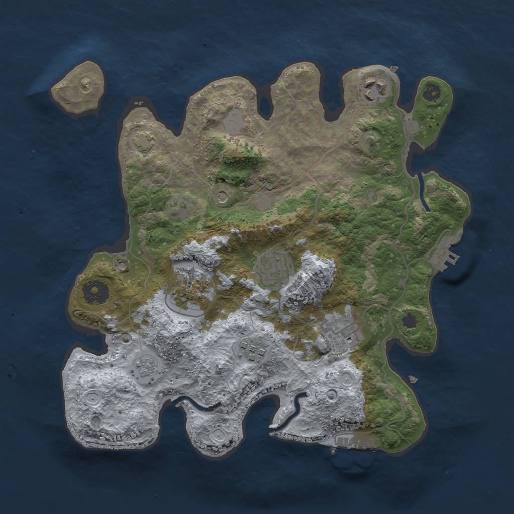 Rust Map: Procedural Map, Size: 3000, Seed: 747231, 13 Monuments