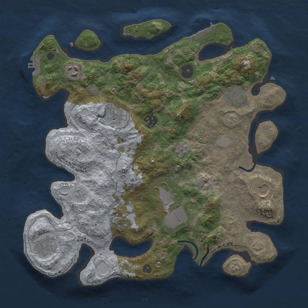 Rust Map: Procedural Map, Size: 3500, Seed: 16425908, 17 Monuments