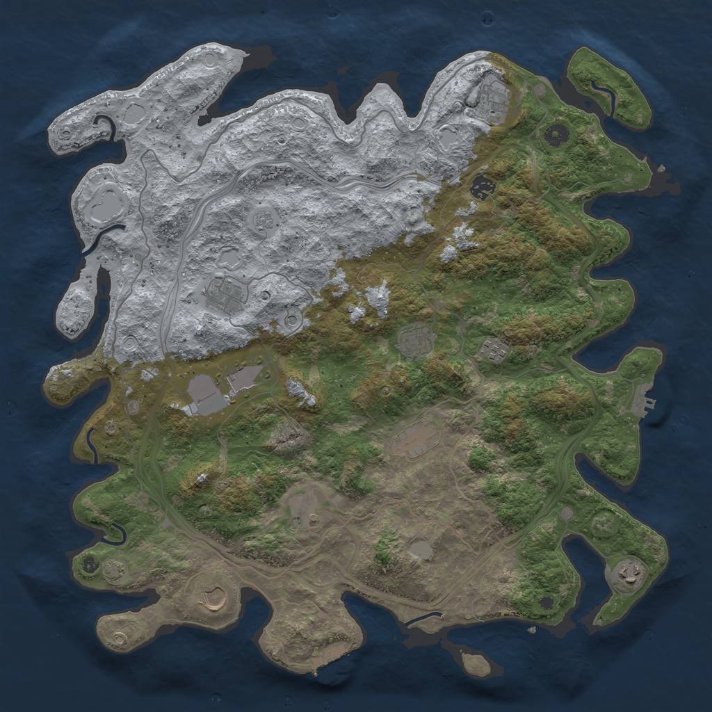 Rust Map: Procedural Map, Size: 4500, Seed: 13767, 18 Monuments