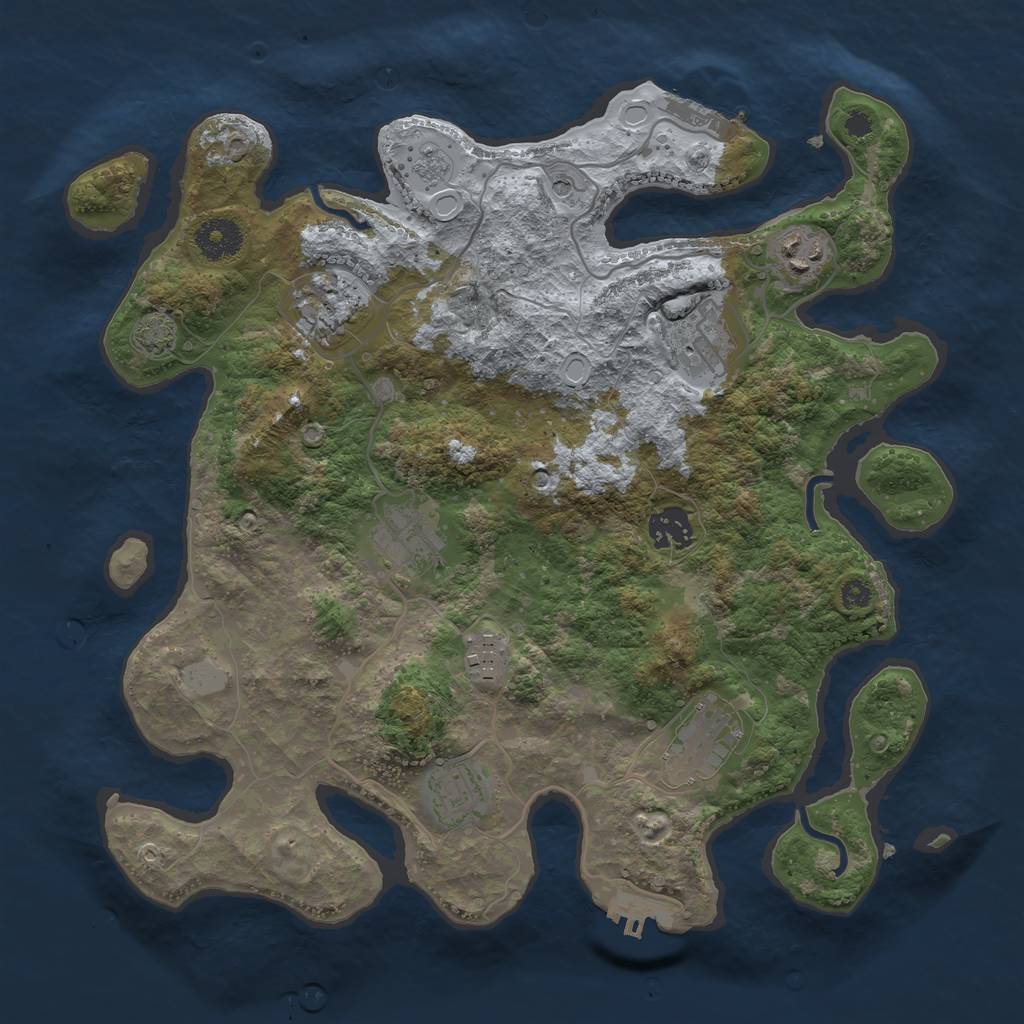 Rust Map: Procedural Map, Size: 3450, Seed: 38560378, 16 Monuments
