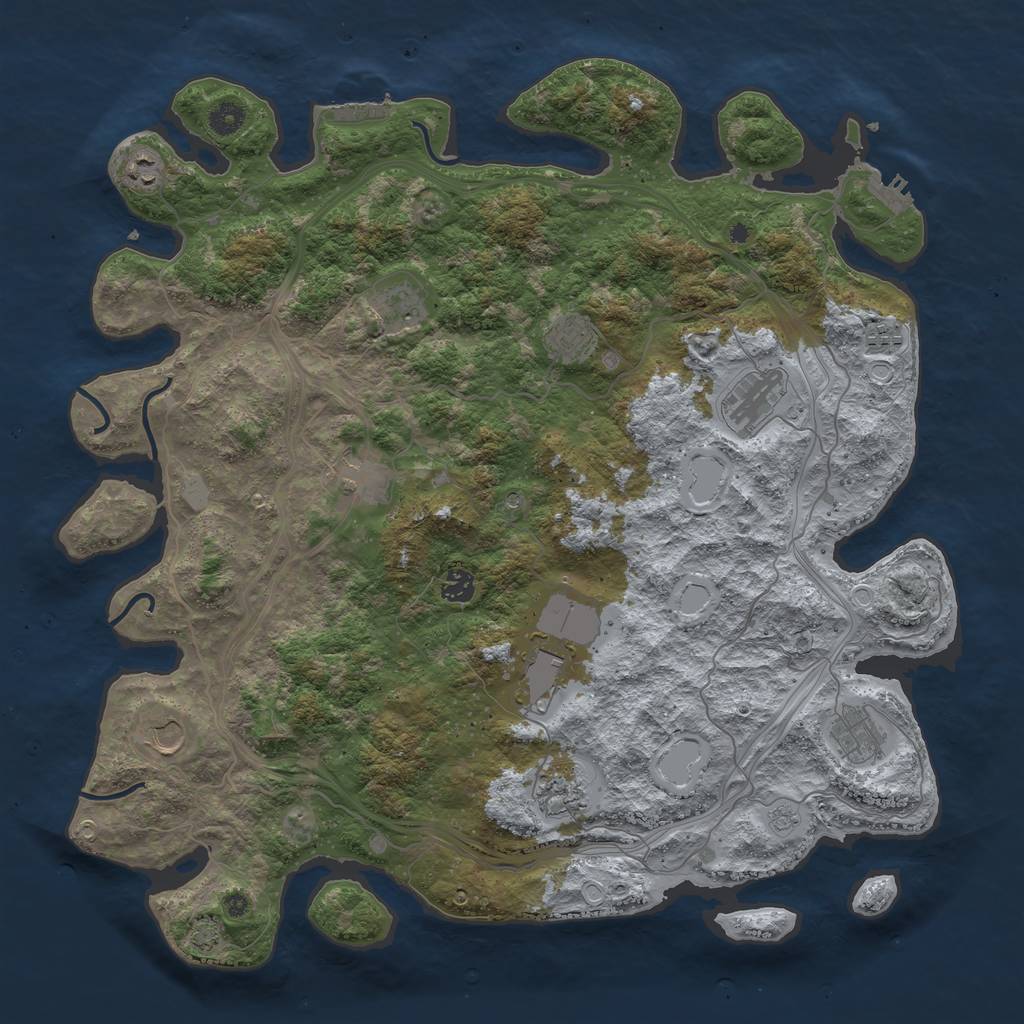 Rust Map: Procedural Map, Size: 4500, Seed: 1681347883, 19 Monuments