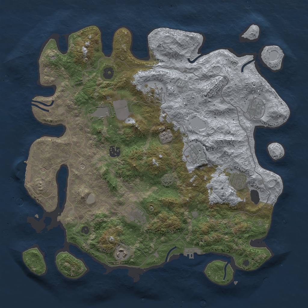 Rust Map: Procedural Map, Size: 4000, Seed: 464110289, 17 Monuments