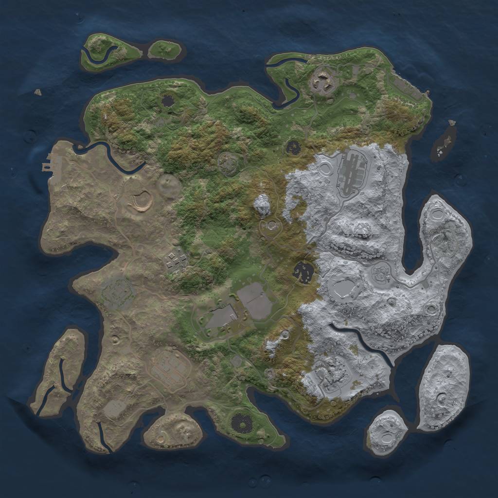 Rust Map: Procedural Map, Size: 3550, Seed: 72409593, 17 Monuments