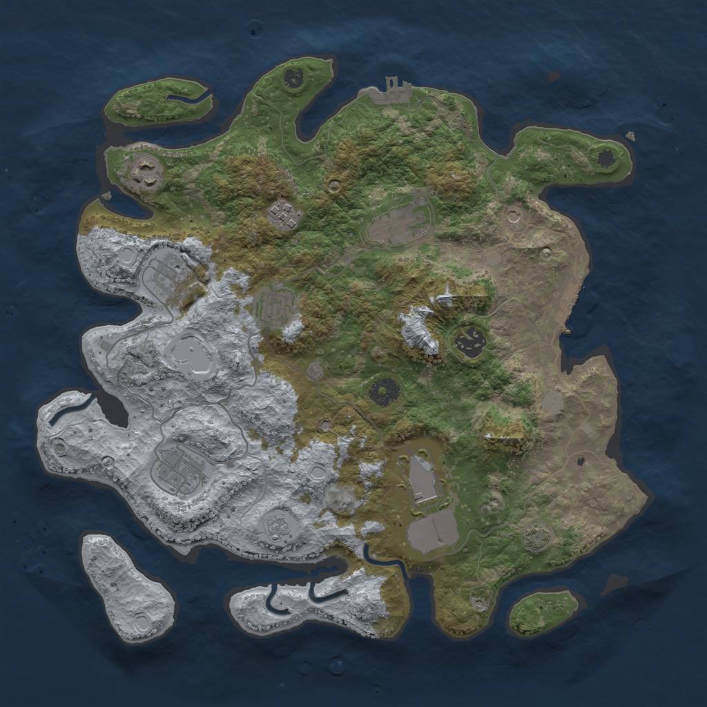 Rust Map: Procedural Map, Size: 3650, Seed: 45929919, 16 Monuments