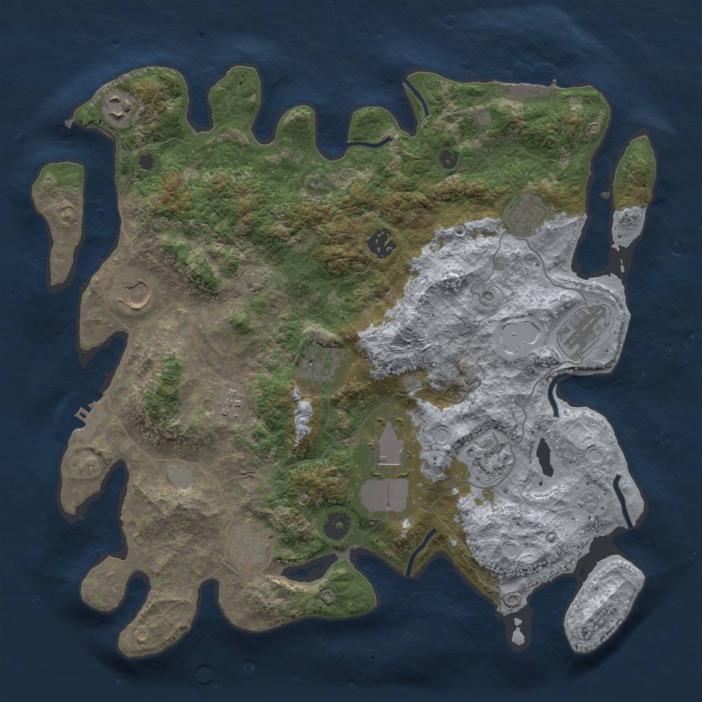 Rust Map: Procedural Map, Size: 3850, Seed: 80486451, 18 Monuments