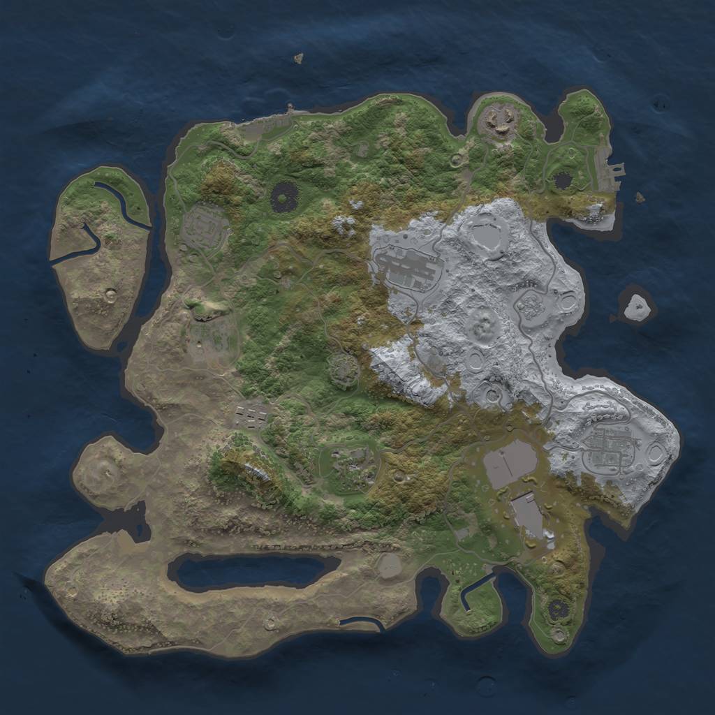 Rust Map: Procedural Map, Size: 3500, Seed: 340273926, 16 Monuments