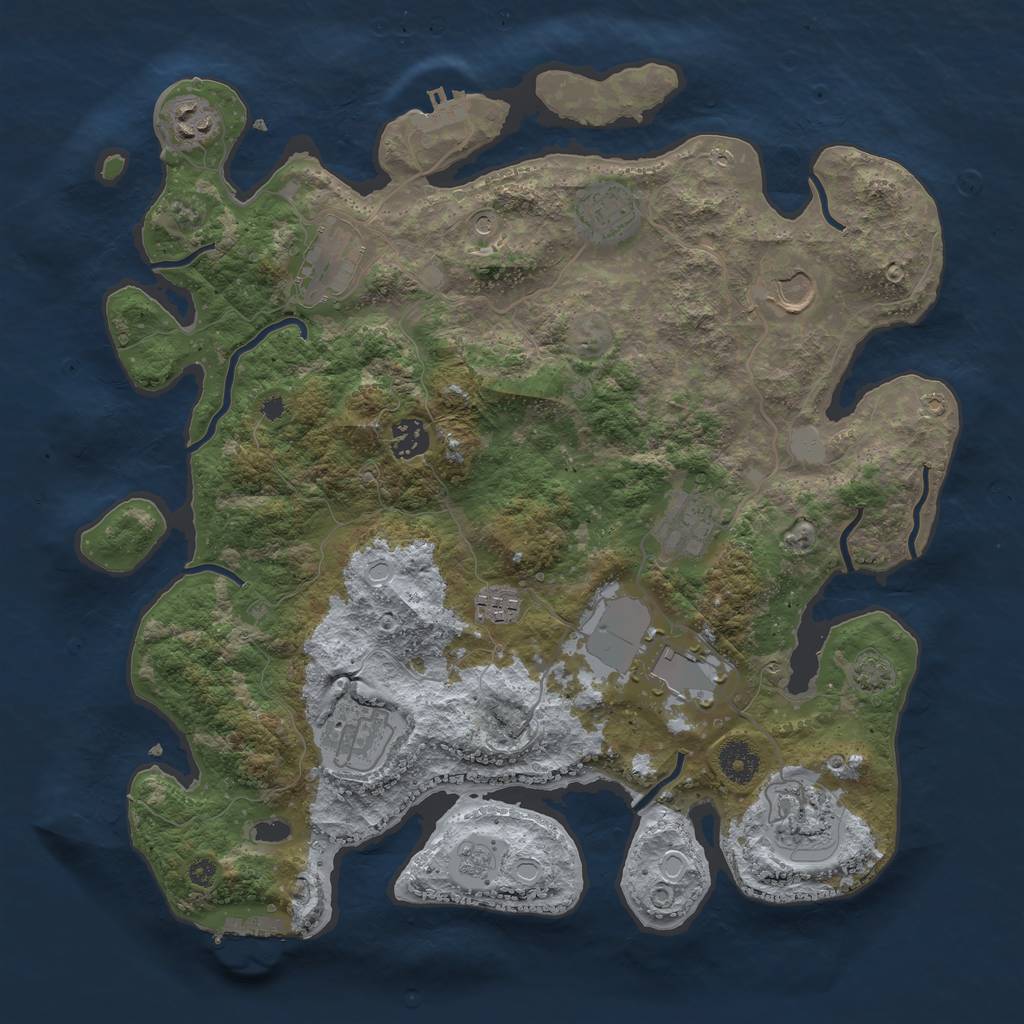 Rust Map: Procedural Map, Size: 3750, Seed: 55056201, 18 Monuments