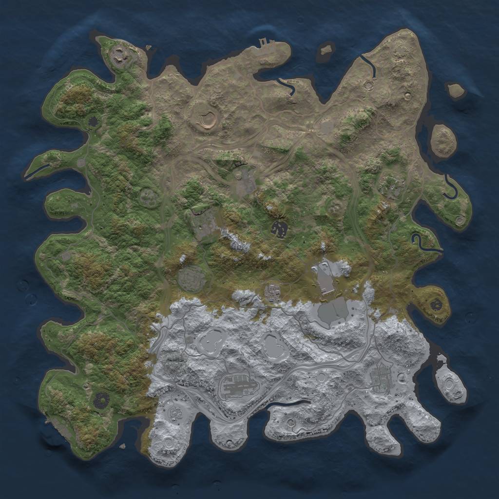 Rust Map: Procedural Map, Size: 4400, Seed: 78393558, 19 Monuments