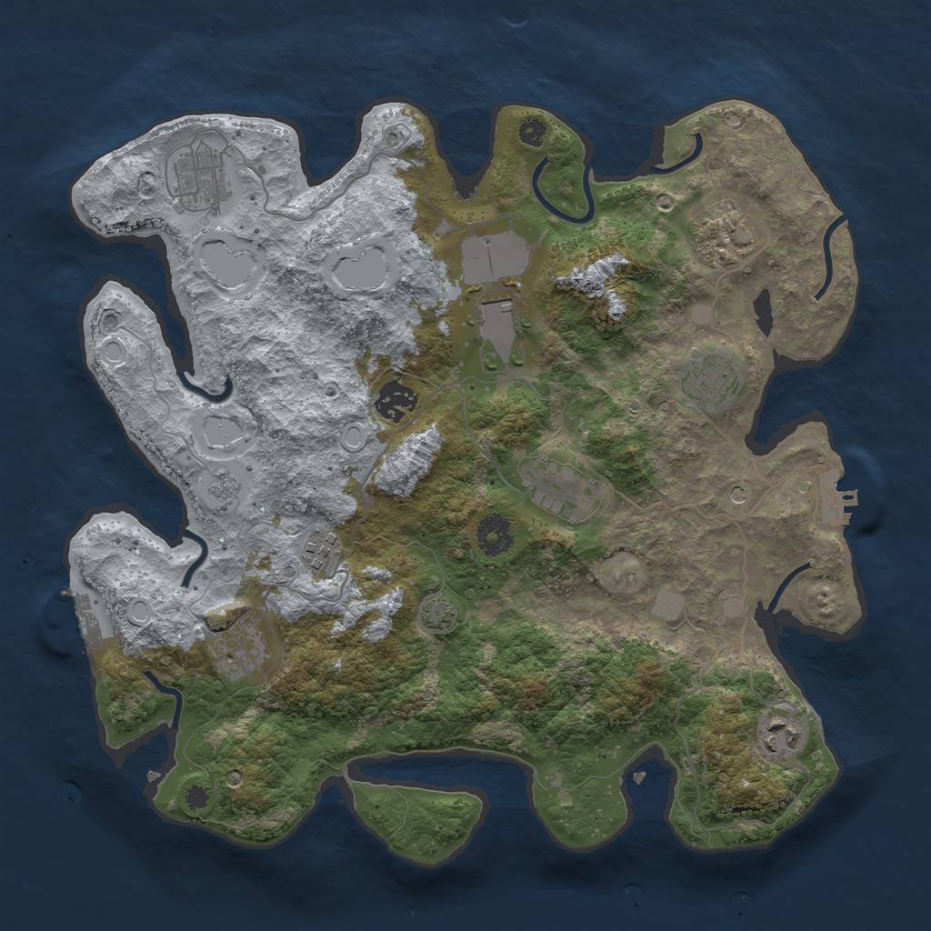 Rust Map: Procedural Map, Size: 3550, Seed: 46755136, 17 Monuments