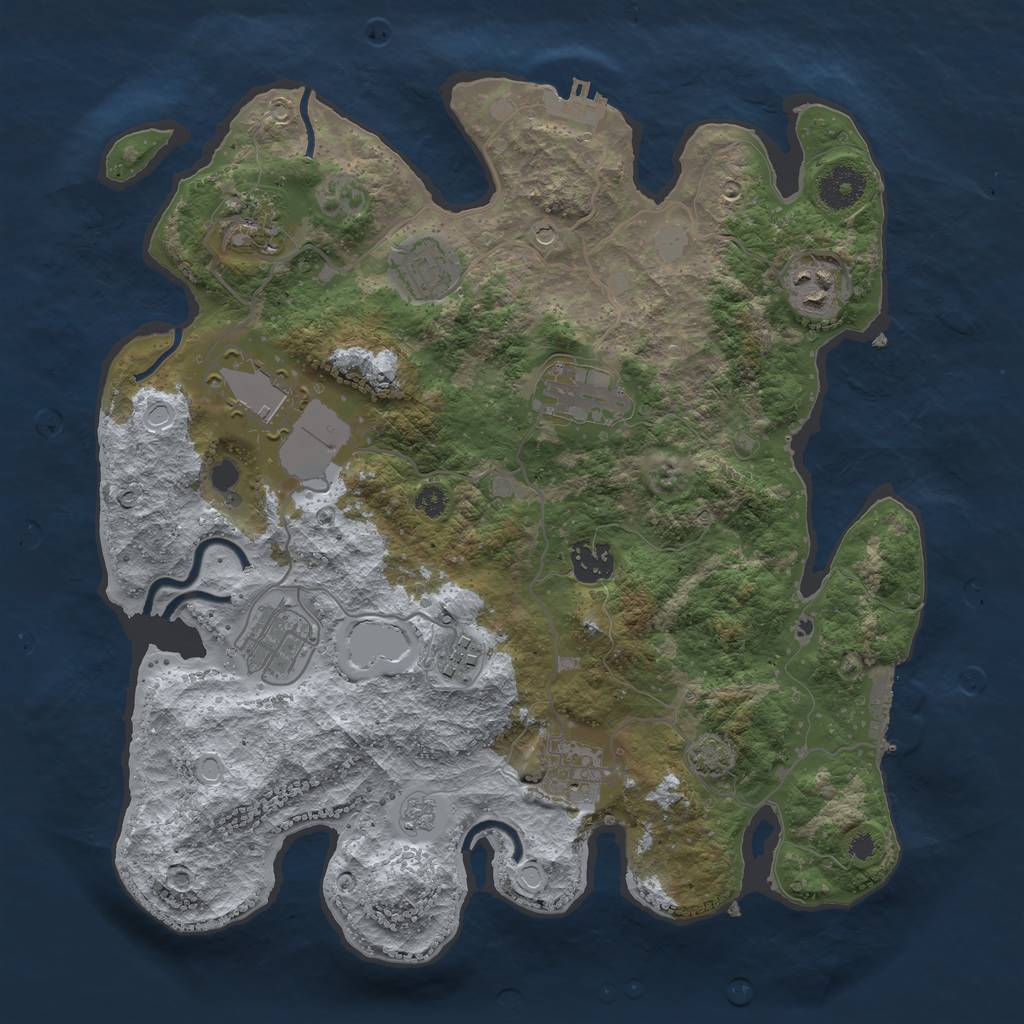 Rust Map: Procedural Map, Size: 3500, Seed: 34324324, 17 Monuments