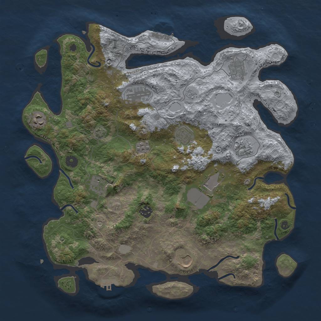 Rust Map: Procedural Map, Size: 3900, Seed: 60234566, 18 Monuments