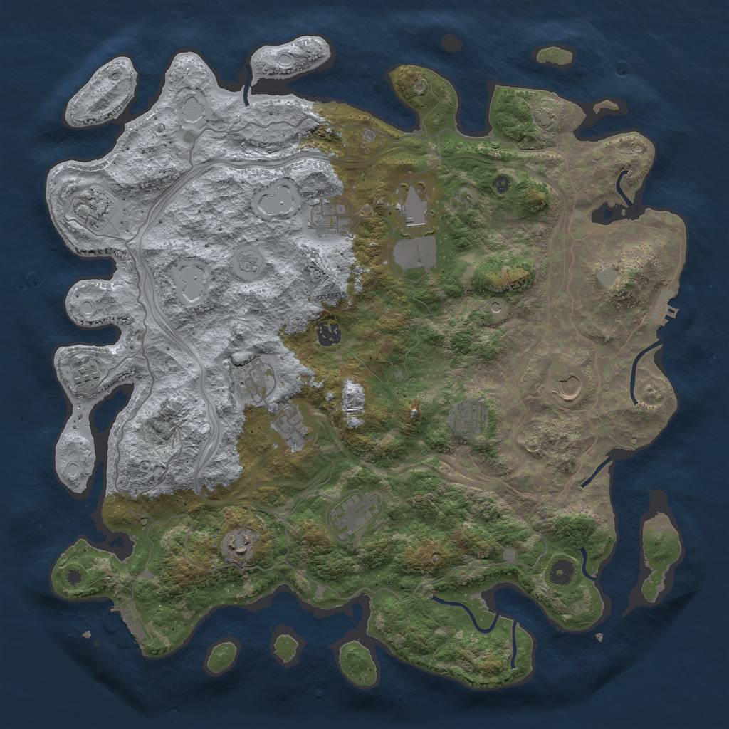 Rust Map: Procedural Map, Size: 4400, Seed: 51027484, 19 Monuments