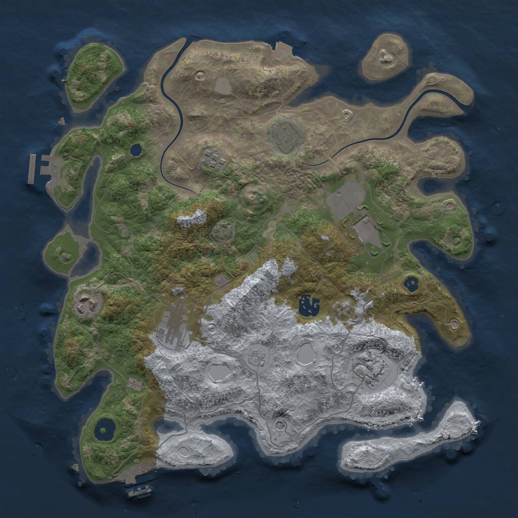 Rust Map: Procedural Map, Size: 3500, Seed: 11526931, 13 Monuments