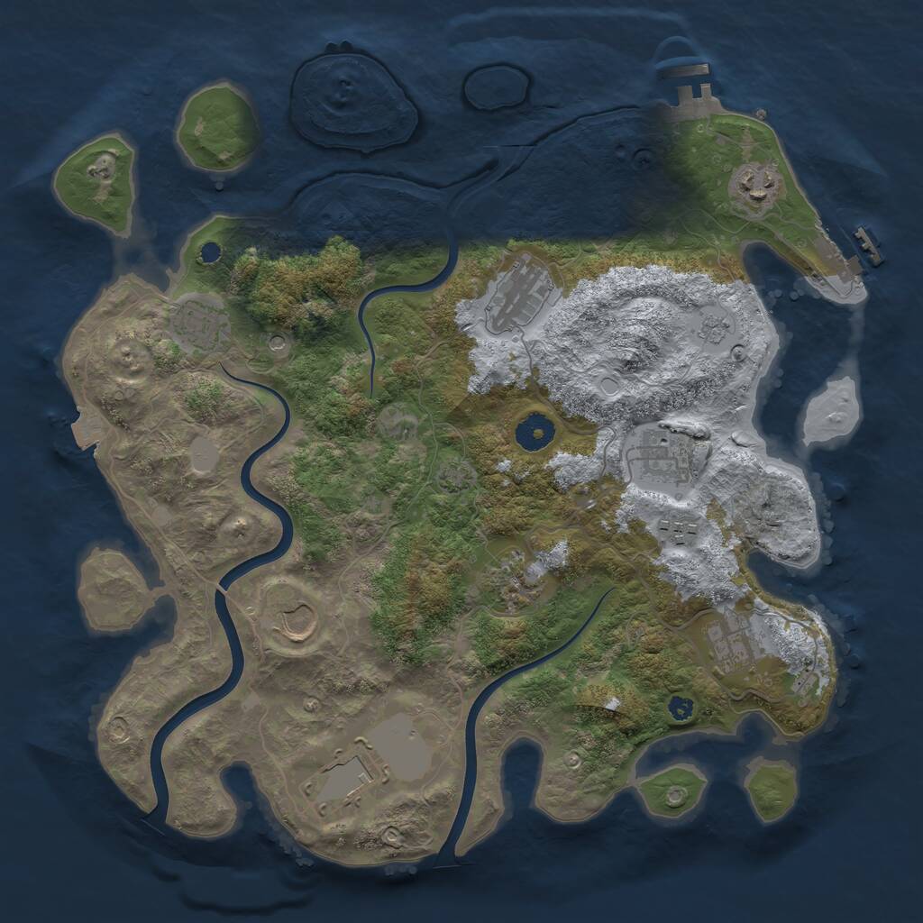 Rust Map: Procedural Map, Size: 3700, Seed: 1117430091, 15 Monuments