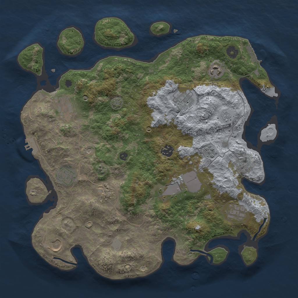 Rust Map: Procedural Map, Size: 3700, Seed: 1117430091, 18 Monuments