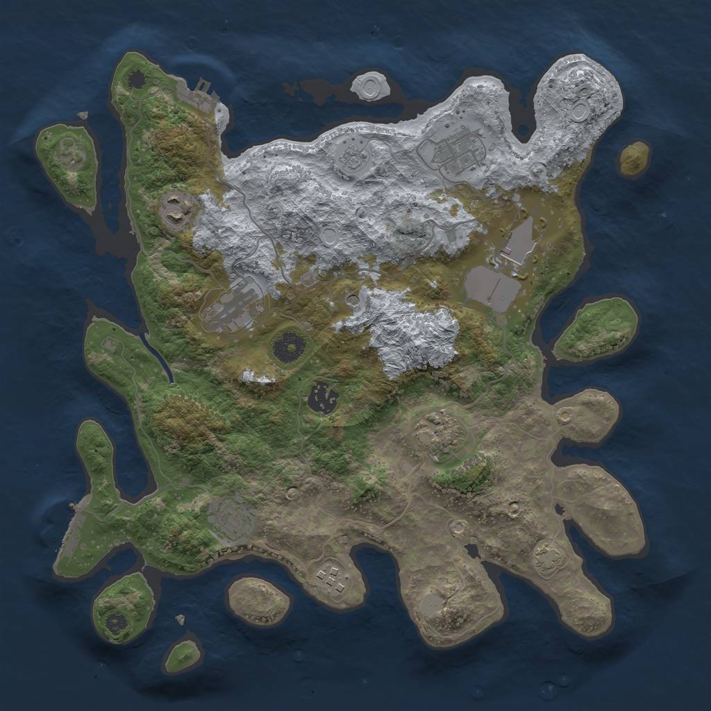 Rust Map: Procedural Map, Size: 3500, Seed: 19321222, 16 Monuments