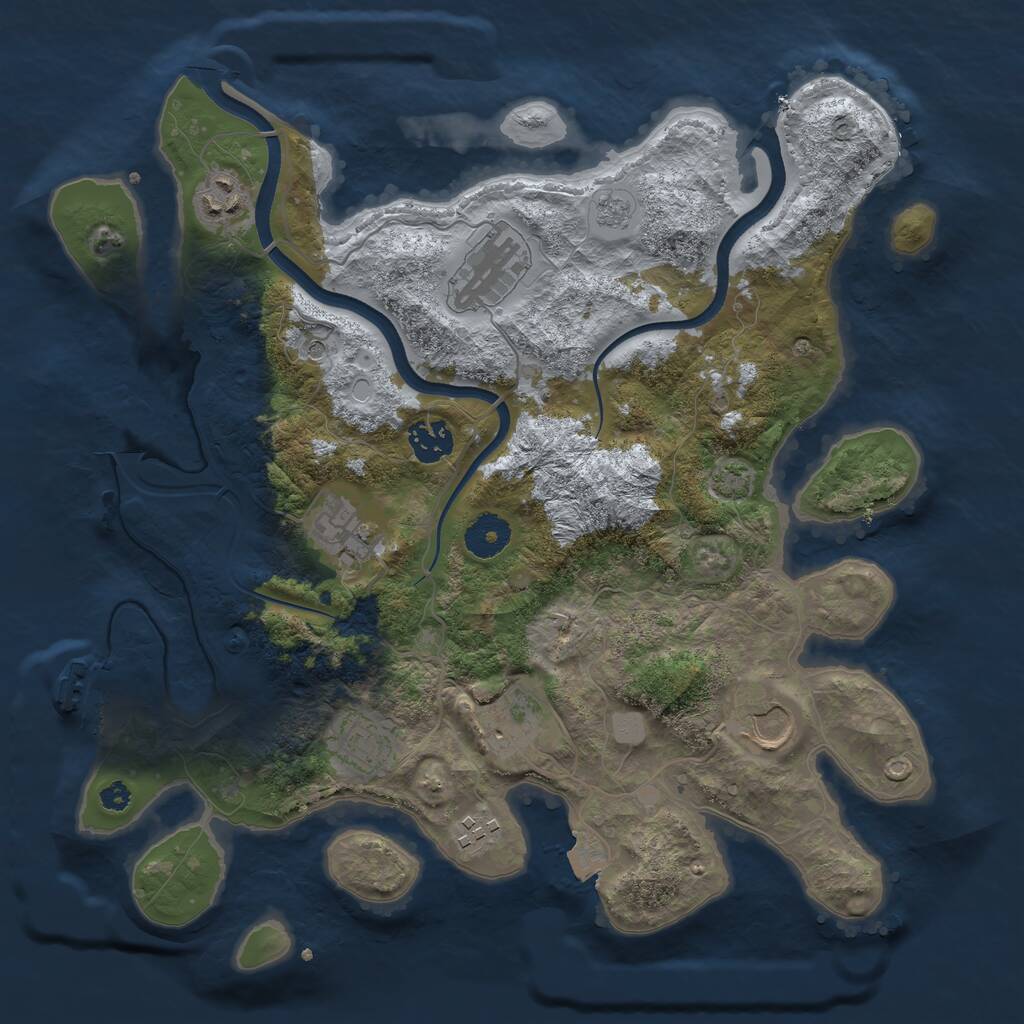 Rust Map: Procedural Map, Size: 3500, Seed: 19321222, 13 Monuments