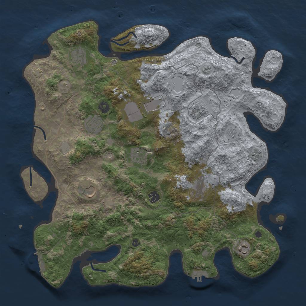 Rust Map: Procedural Map, Size: 4000, Seed: 76193345, 18 Monuments