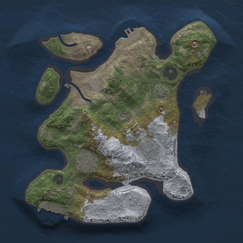 Rust Map: Procedural Map, Size: 2500, Seed: 67887, 10 Monuments