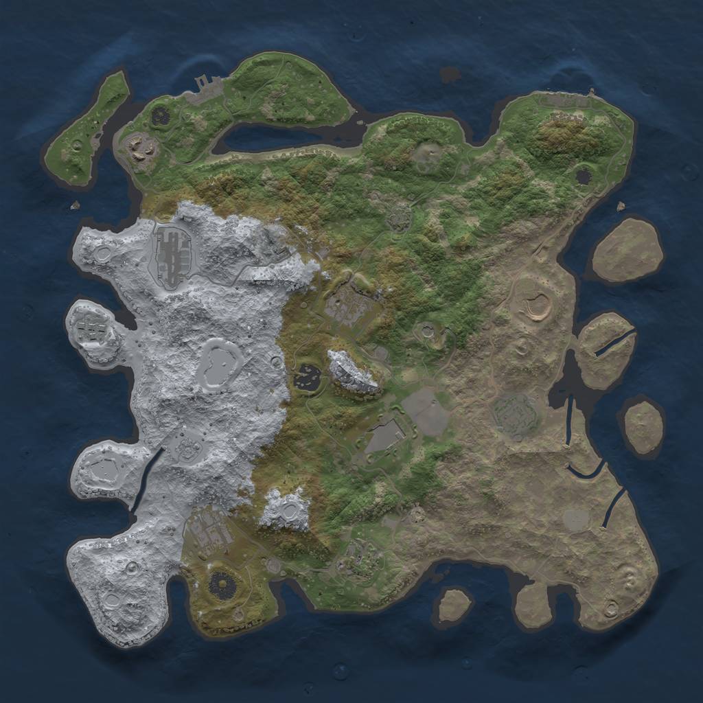 Rust Map: Procedural Map, Size: 3850, Seed: 67306074, 18 Monuments