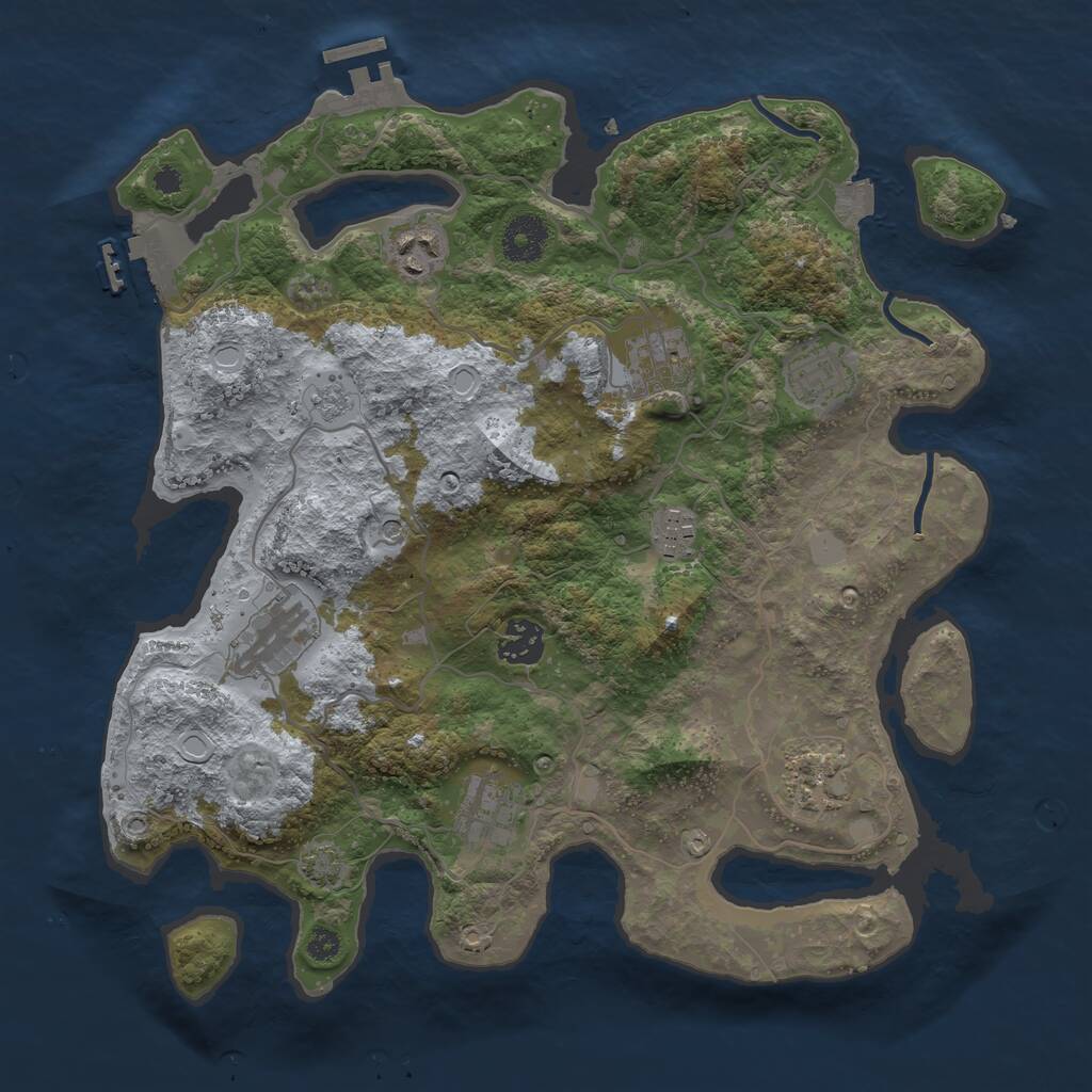 Rust Map: Procedural Map, Size: 3450, Seed: 26436867, 14 Monuments
