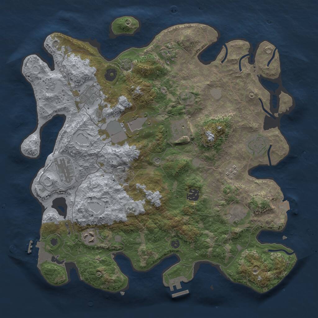 Rust Map: Procedural Map, Size: 3750, Seed: 1631129, 16 Monuments