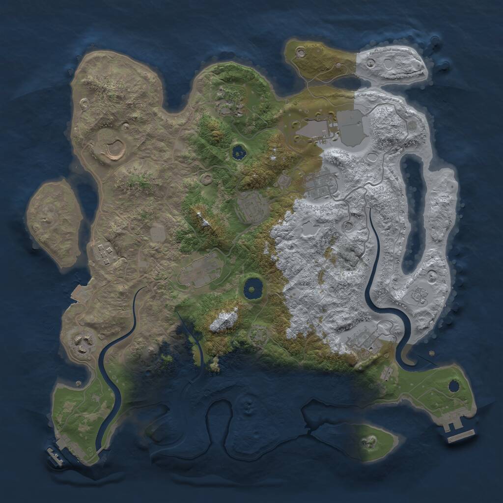 Rust Map: Procedural Map, Size: 3650, Seed: 90411393, 15 Monuments