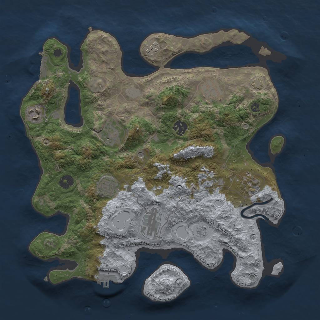 Rust Map: Procedural Map, Size: 3400, Seed: 81842177, 16 Monuments