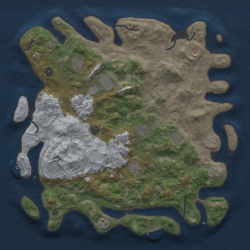Rust Map: Procedural Map, Size: 4300, Seed: 35503609, 18 Monuments