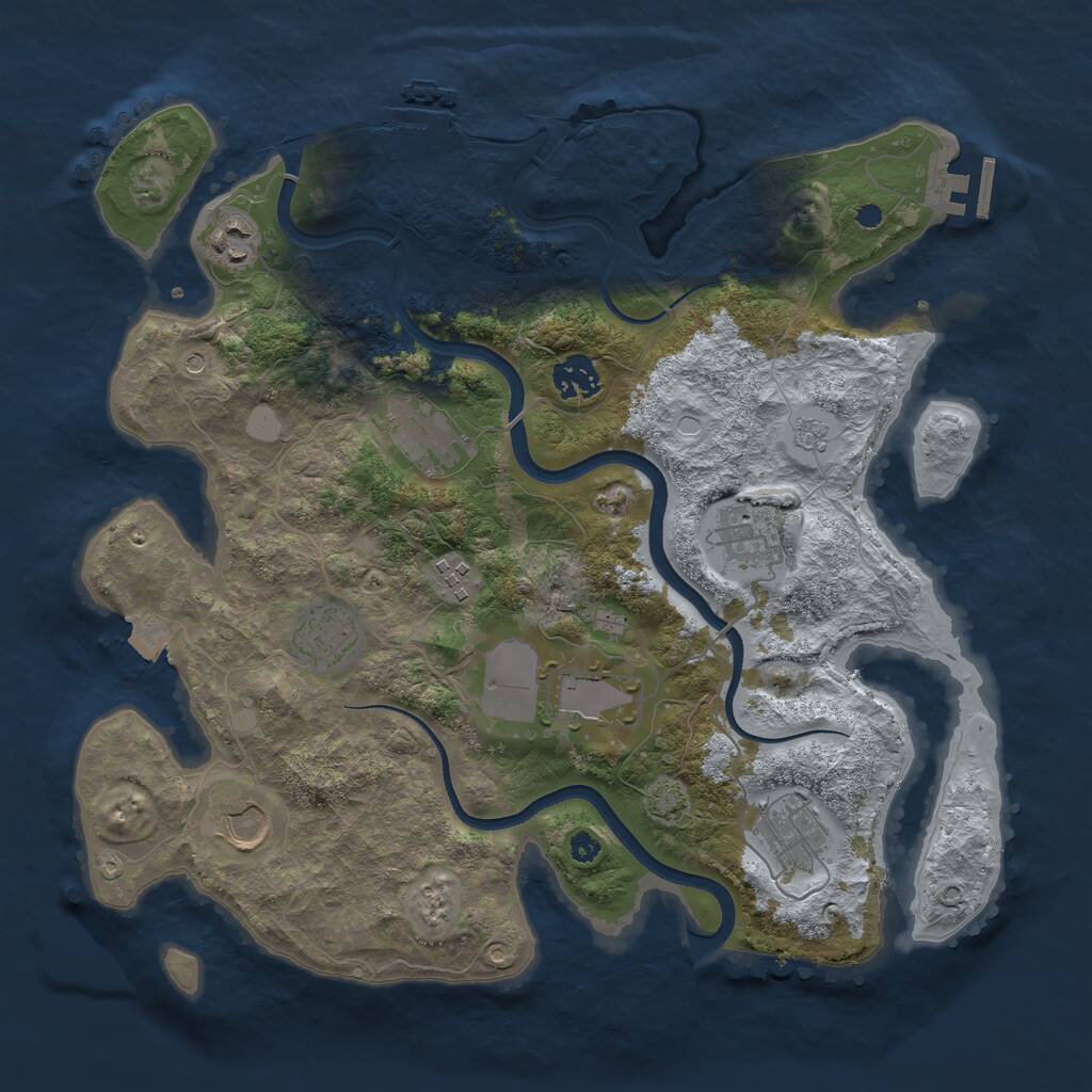 Rust Map: Procedural Map, Size: 3600, Seed: 70862, 15 Monuments